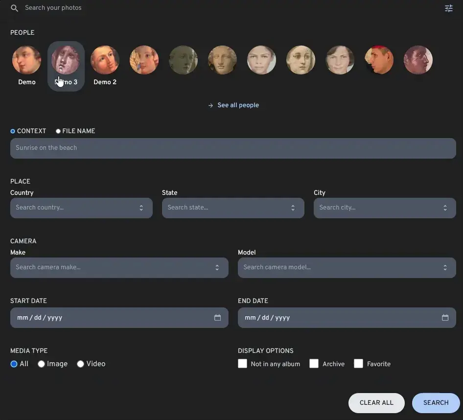 Advanced search filters